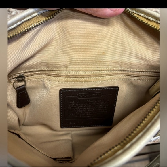Coach Vintage Signature 3574 Gold Bag - EUC gold trim  with canvas - Picture 10 of 11
